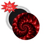 Red Glossy Fractal Spiral 2.25  Magnet (100 pack) 