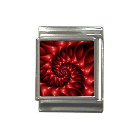 Red Glossy Fractal Spiral Italian Charm (13mm) from ArtsNow.com Front