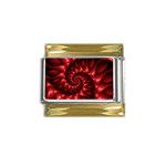 Red Glossy Fractal Spiral Gold Trim Italian Charm (9mm)