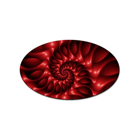 Red Glossy Fractal Spiral Sticker (Oval) from ArtsNow.com Front