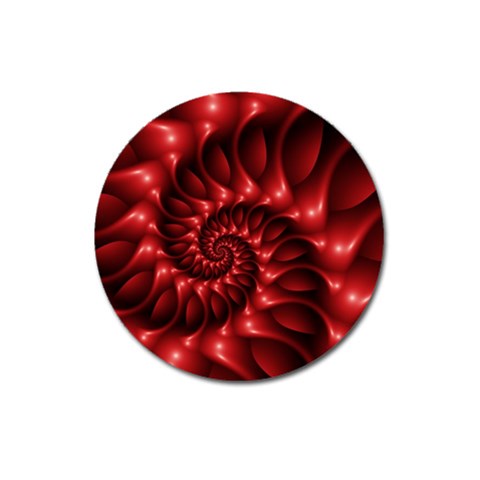 Red Glossy Fractal Spiral Magnet 3  (Round) from ArtsNow.com Front