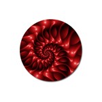 Red Glossy Fractal Spiral Magnet 3  (Round)