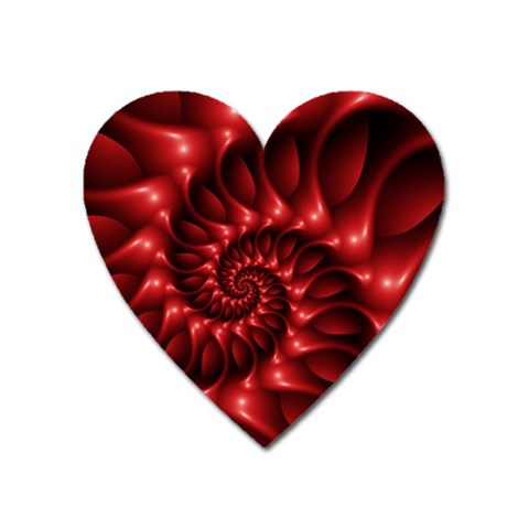 Red Glossy Fractal Spiral Magnet (Heart) from ArtsNow.com Front
