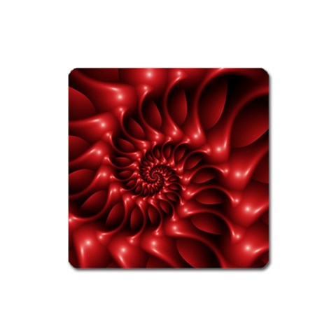 Red Glossy Fractal Spiral Magnet (Square) from ArtsNow.com Front