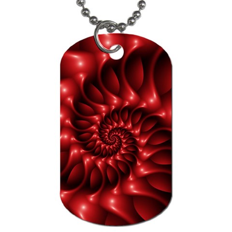 Red Glossy Fractal Spiral Dog Tag (Two Sides) from ArtsNow.com Front