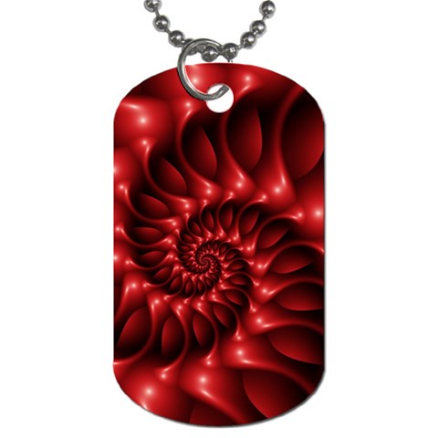 Red Glossy Fractal Spiral Dog Tag (Two Sides) from ArtsNow.com Back