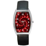 Red Glossy Fractal Spiral Barrel Style Metal Watch