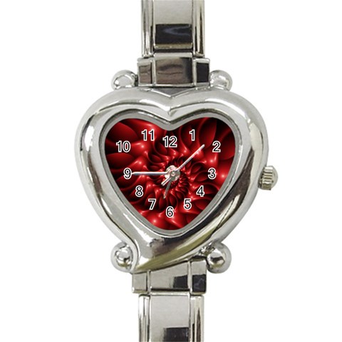 Red Glossy Fractal Spiral Heart Italian Charm Watch from ArtsNow.com Front