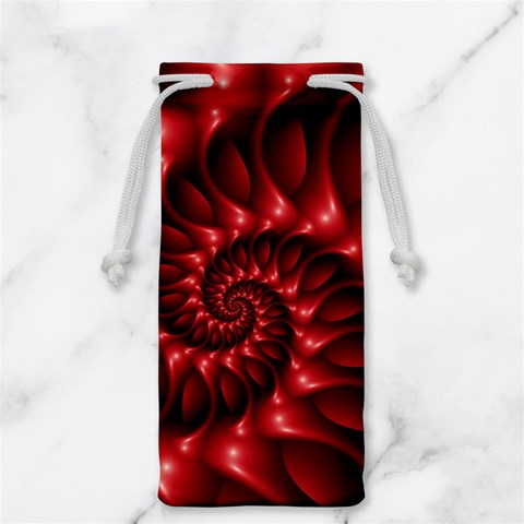 Red Glossy Fractal Spiral Jewelry Bag from ArtsNow.com Back