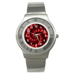 Red Glossy Fractal Spiral Stainless Steel Watch