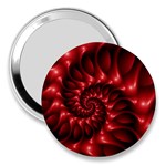 Red Glossy Fractal Spiral 3  Handbag Mirror