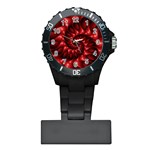 Red Glossy Fractal Spiral Nurses Watch