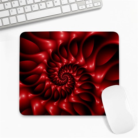 Red Glossy Fractal Spiral Large Mousepad from ArtsNow.com Front