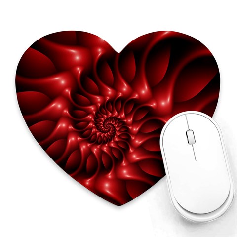 Red Glossy Fractal Spiral Heart Mousepad from ArtsNow.com Front