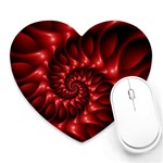 Red Glossy Fractal Spiral Heart Mousepad