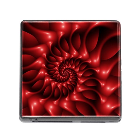 Red Glossy Fractal Spiral Memory Card Reader (Square) from ArtsNow.com Front