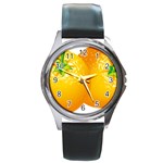 orange Round Metal Watch