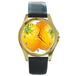 orange Round Gold Metal Watch
