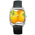orange Square Metal Watch