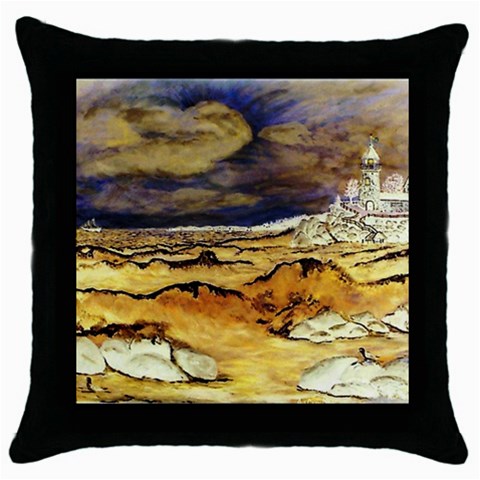 Brenton s Lighthouse Throw Pillow Case (Black) from ArtsNow.com Front