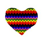Rainbow Chevron Standard 16  Premium Flano Heart Shape Cushion 