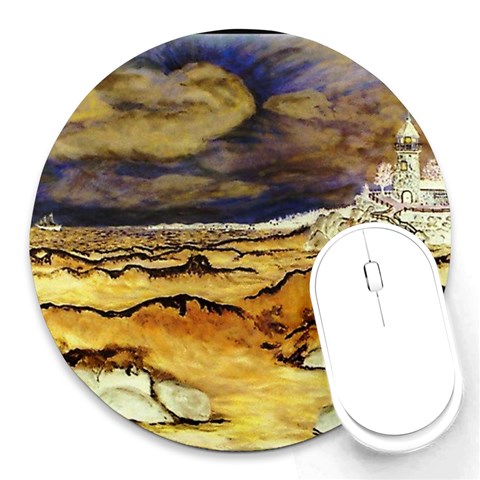 Brenton s Lighthouse Round Mousepad from ArtsNow.com Front