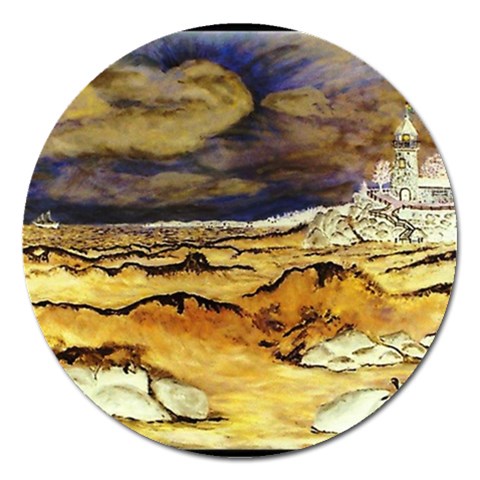 Brenton s Lighthouse Magnet 5  (Round) from ArtsNow.com Front