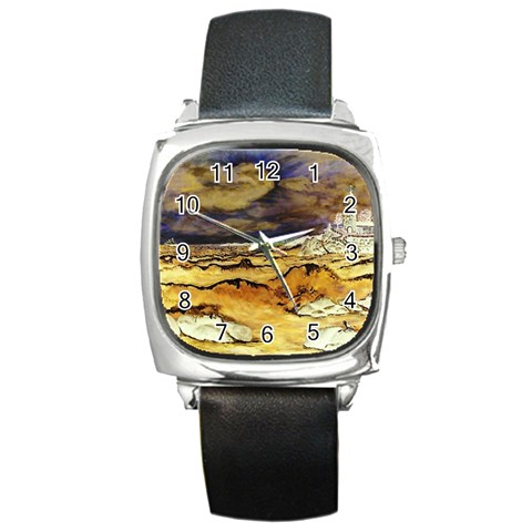 Brenton s Lighthouse Square Metal Watch from ArtsNow.com Front