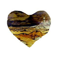 Brenton s Lighthouse Standard 16  Premium Flano Heart Shape Cushion  from ArtsNow.com Front