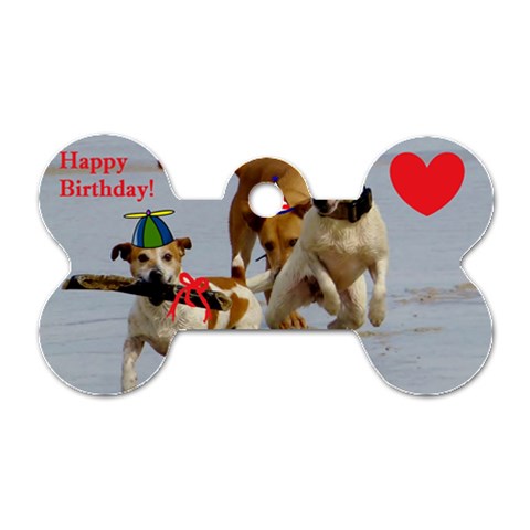 Birthday Dogs Dog Tag Bone (One Side) from ArtsNow.com Front