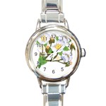 flower038 Round Italian Charm Watch