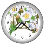 flower038 Wall Clock (Silver)