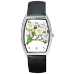 flower038 Barrel Style Metal Watch
