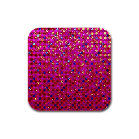 Polka Dot Sparkley Jewels 1 Rubber Square Coaster (4 pack)  from ArtsNow.com Front