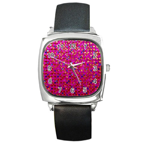 Polka Dot Sparkley Jewels 1 Square Metal Watches from ArtsNow.com Front