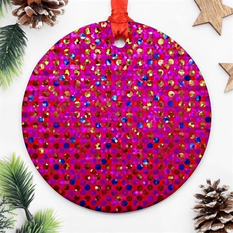 Polka Dot Sparkley Jewels 1 Round Ornament (Two Sides)  from ArtsNow.com Front