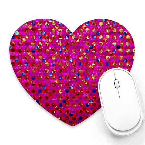 Polka Dot Sparkley Jewels 1 Heart Mousepads from ArtsNow.com Front