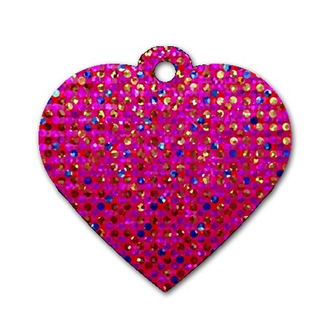 Polka Dot Sparkley Jewels 1 Dog Tag Heart (Two Sides) from ArtsNow.com Front