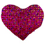 Polka Dot Sparkley Jewels 1 Large 19  Premium Flano Heart Shape Cushions