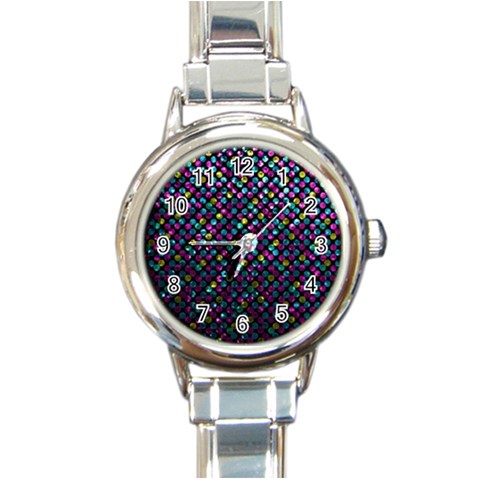 Polka Dot Sparkley Jewels 2 Round Italian Charm Watches from ArtsNow.com Front