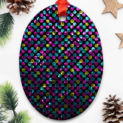 Polka Dot Sparkley Jewels 2 Ornament (Oval)  from ArtsNow.com Front