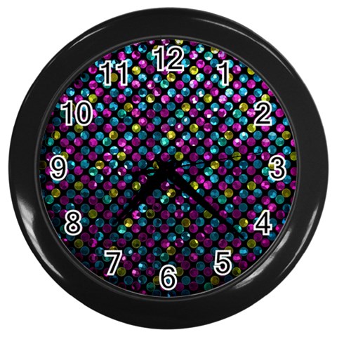 Polka Dot Sparkley Jewels 2 Wall Clocks (Black) from ArtsNow.com Front