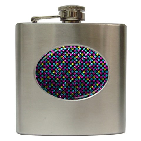 Polka Dot Sparkley Jewels 2 Hip Flask (6 oz) from ArtsNow.com Front