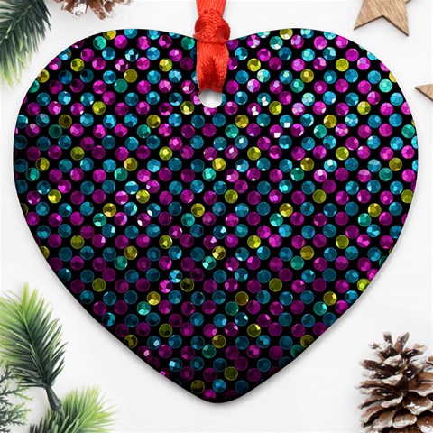 Polka Dot Sparkley Jewels 2 Heart Ornament (2 Sides) from ArtsNow.com Front