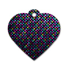 Polka Dot Sparkley Jewels 2 Dog Tag Heart (Two Sides) from ArtsNow.com Front