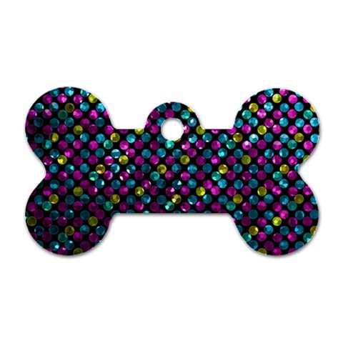 Polka Dot Sparkley Jewels 2 Dog Tag Bone (One Side) from ArtsNow.com Front