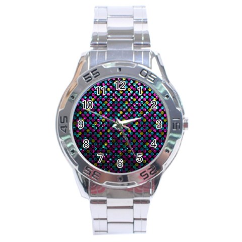 Polka Dot Sparkley Jewels 2 Stainless Steel Men s Watch from ArtsNow.com Front