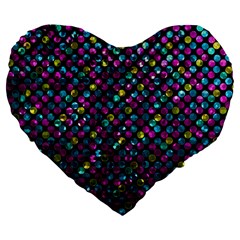 Polka Dot Sparkley Jewels 2 Large 19  Premium Flano Heart Shape Cushions from ArtsNow.com Front