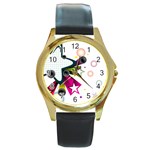 star Round Gold Metal Watch