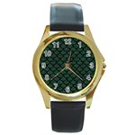 Mermaid Scales Round Gold Metal Watch